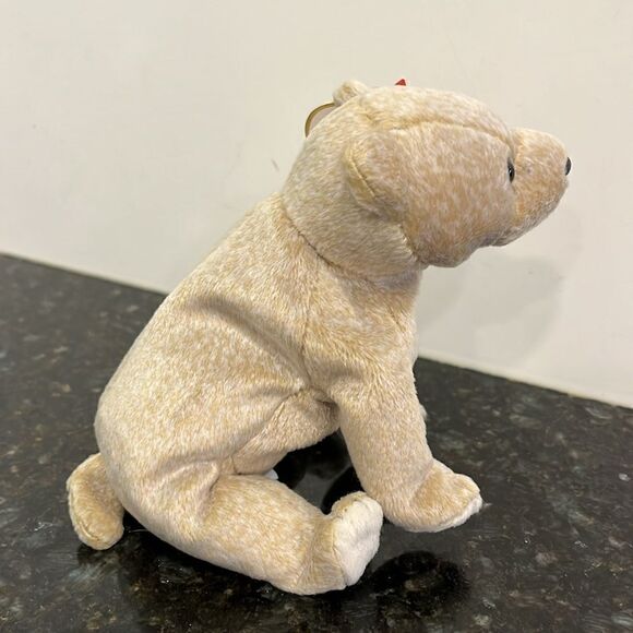 TY Beanie Baby Almond the Beige Bear 1999 Babies Plush Doll Shiny Black Eyes - Picture 9 of 13